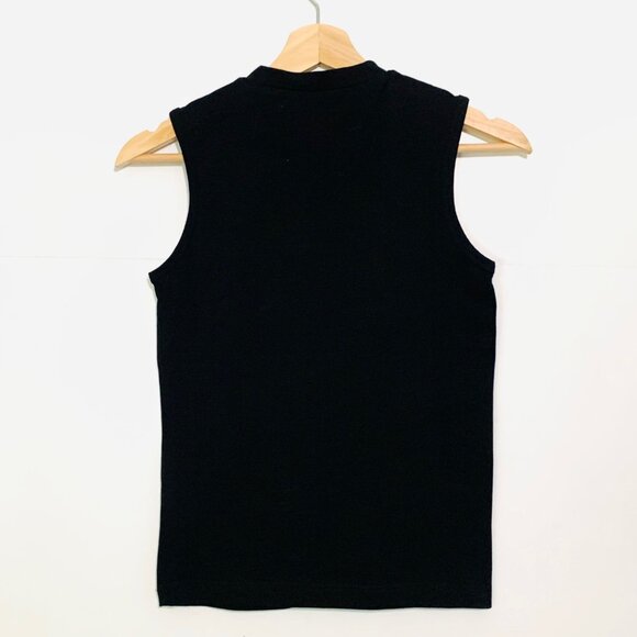 Mademe Black Sleeveless Tank Top W/ Zipper Pocket Front Detail Medium NWOT - Picture 3 of 9